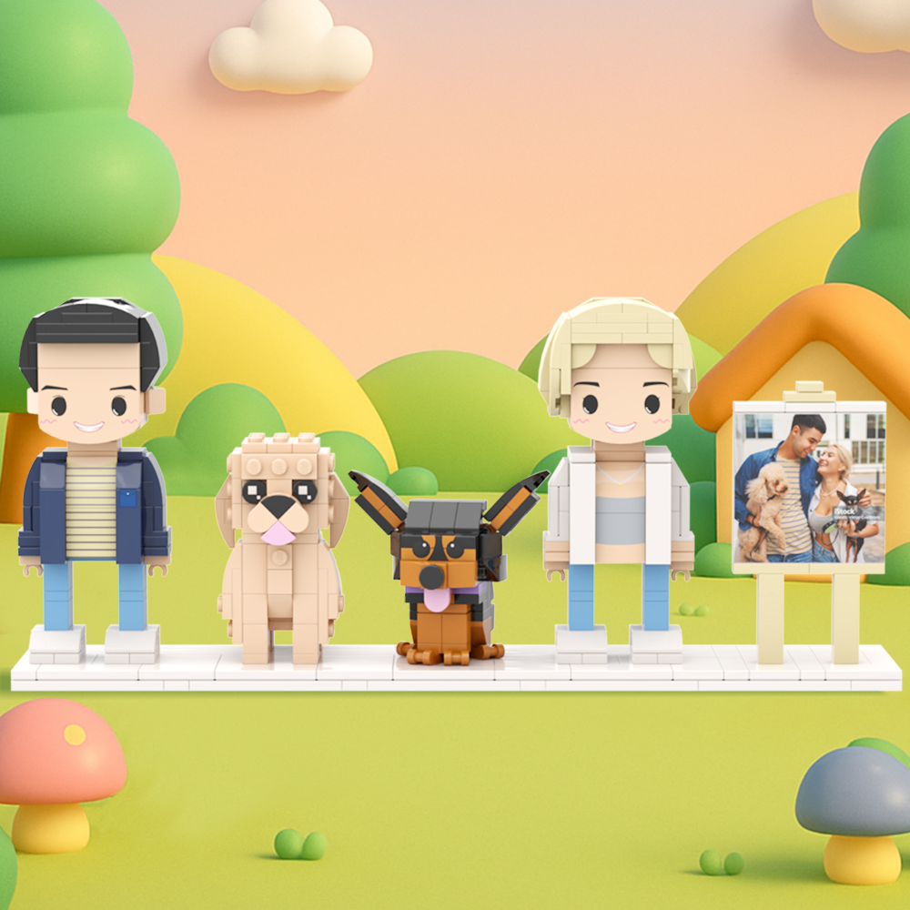 Customizable Full Body 2 People Brick Figures Persaonalized Brick Figures with  Pets Gift for Couple - MyCustomBrickFigures