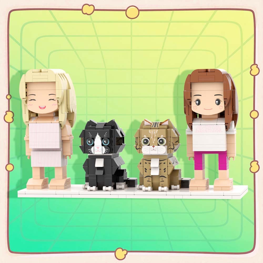 Customizable Full Body 2 People Brick Figures Persaonalized Brick Figures with  Pets Gift for Couple - MyCustomBrickFigures