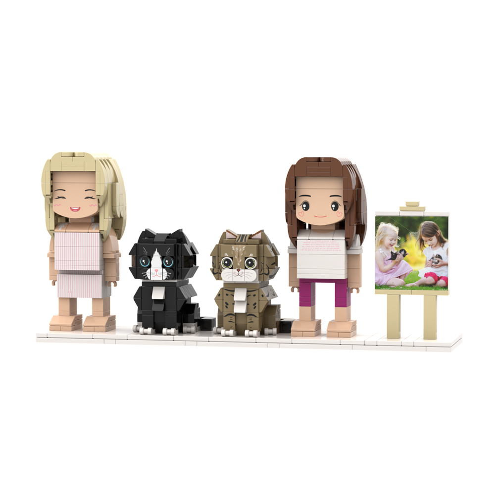 Customizable Full Body 2 People Brick Figures Persaonalized Brick Figures with  Pets Gift for Couple - MyCustomBrickFigures