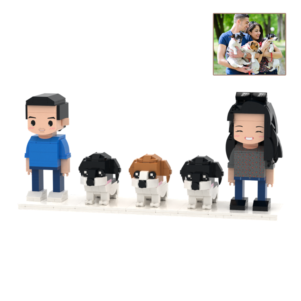 Customizable Full Body 2 People Brick Figures Persaonalized Brick Figures with  Pets Gift for Couple - MyCustomBrickFigures