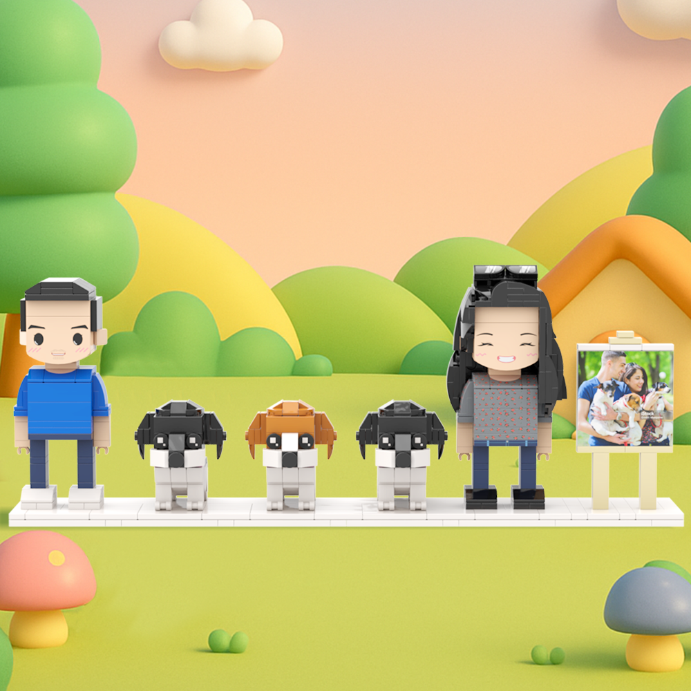 Customizable Full Body 2 People Brick Figures Persaonalized Brick Figures with  Pets Gift for Couple - MyCustomBrickFigures