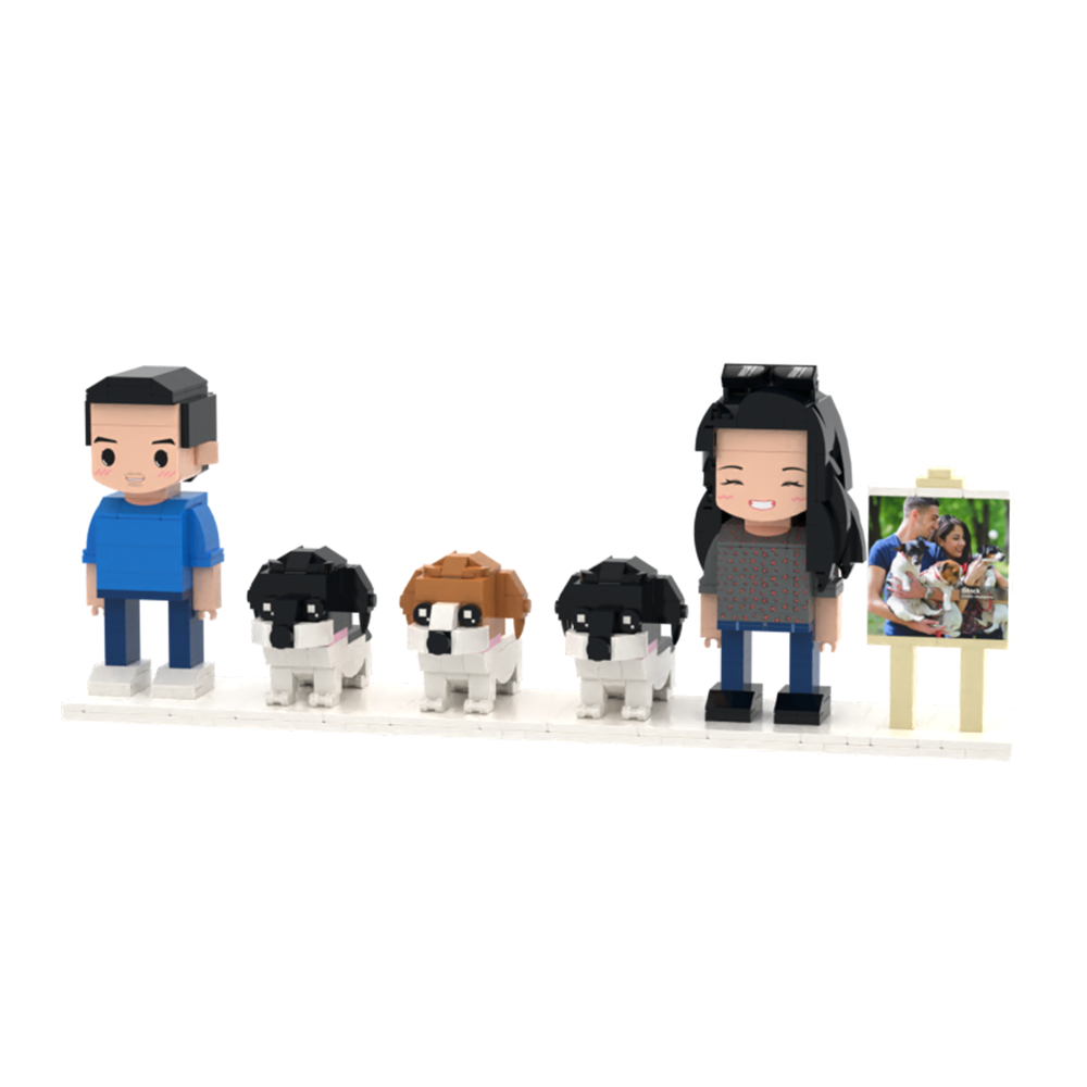 Customizable Full Body 2 People Brick Figures Persaonalized Brick Figures with  Pets Gift for Couple - MyCustomBrickFigures