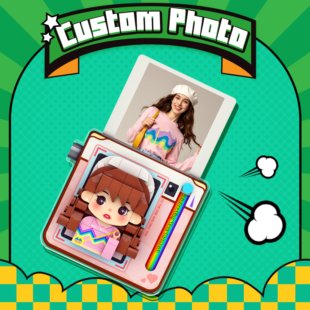 Personalized Building Blocks Pink Photo Stickers Diy Gift Refrigerator Magnets Gifts For Girlfriend Boyfriend