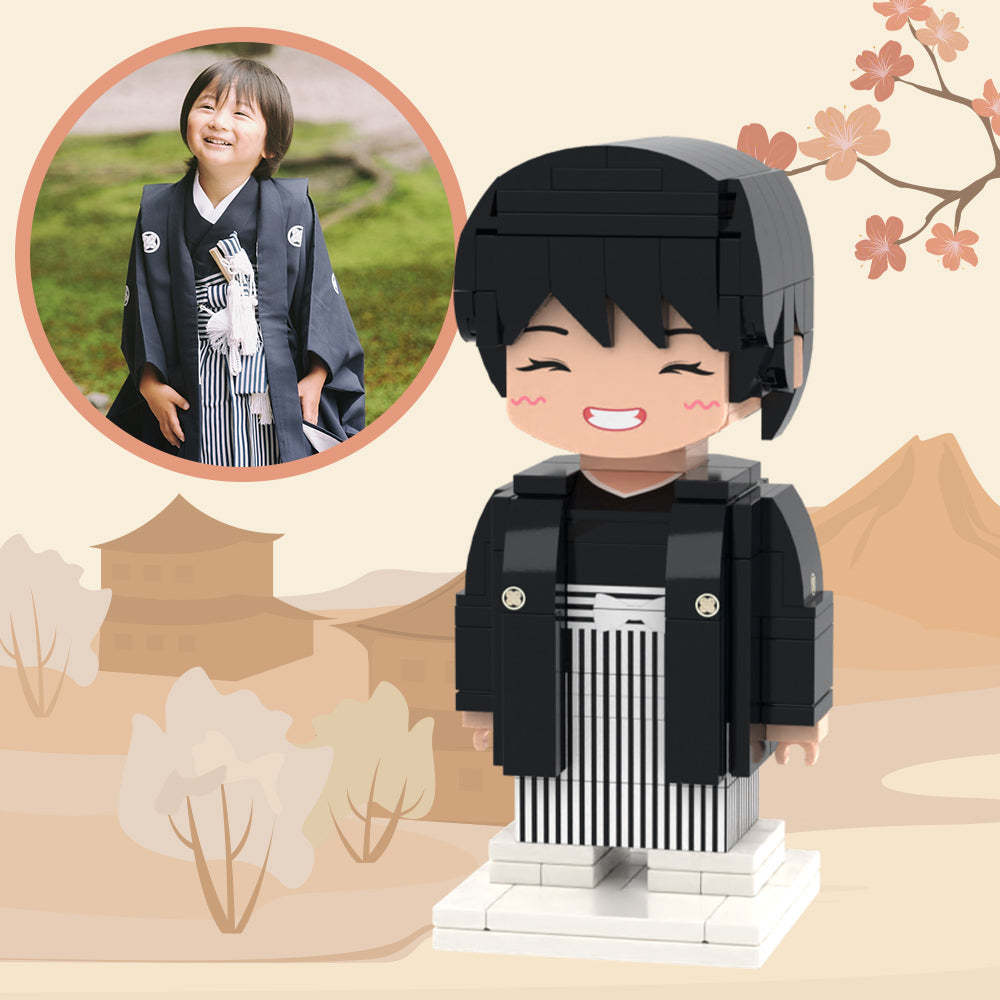 Custom Brick Figures Full Body Customizable Japan Style Man in Black Kimono - My Custom BrickHeadz