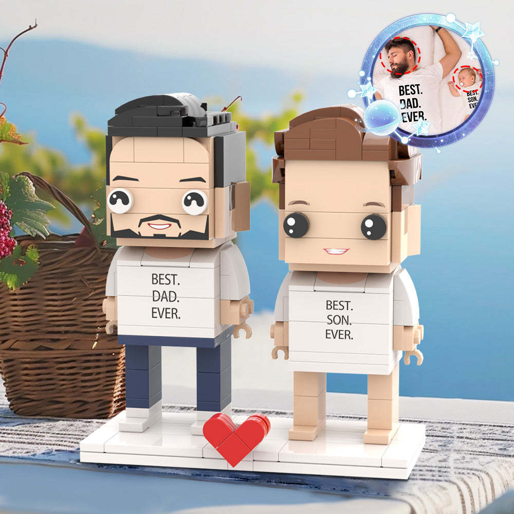 Best Dad Ever Matching Shirt Customizable Head 2 People Custom Brick Figures Gift for Daddy On Father's Day - My Custom BrickHeadz
