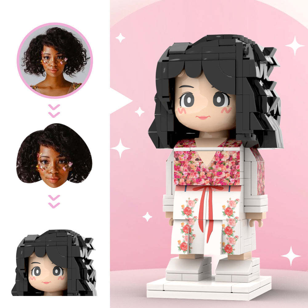Incredible Flower Wedding Dress For Incredible Girl Custom Head Brick Figures Personalized Brick Figures Wedding Anniversary Souvenir - My Custom BrickHeadz