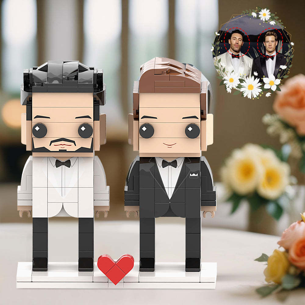 Against All Odds I Love You Gay Homosexual Male Couple Brick Figures Personalized Head Brick Figures for Hubby Queer Wedding Anniversary Souvenir - My Custom BrickHeadz