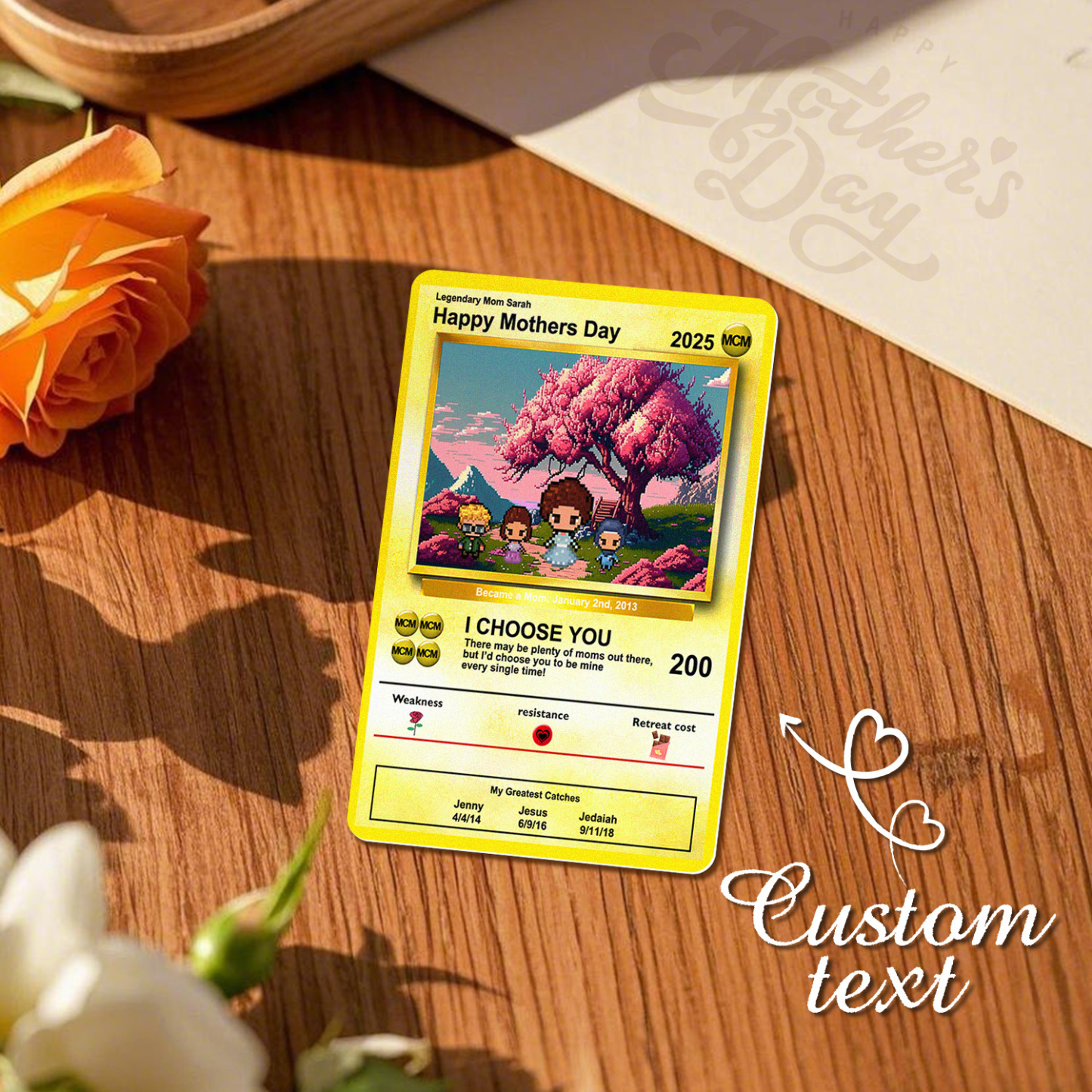 Custom Image Metal Cards Build Your Own Role Mother's Day Gift Memorable Keepsake - MyCustomBrickFigures