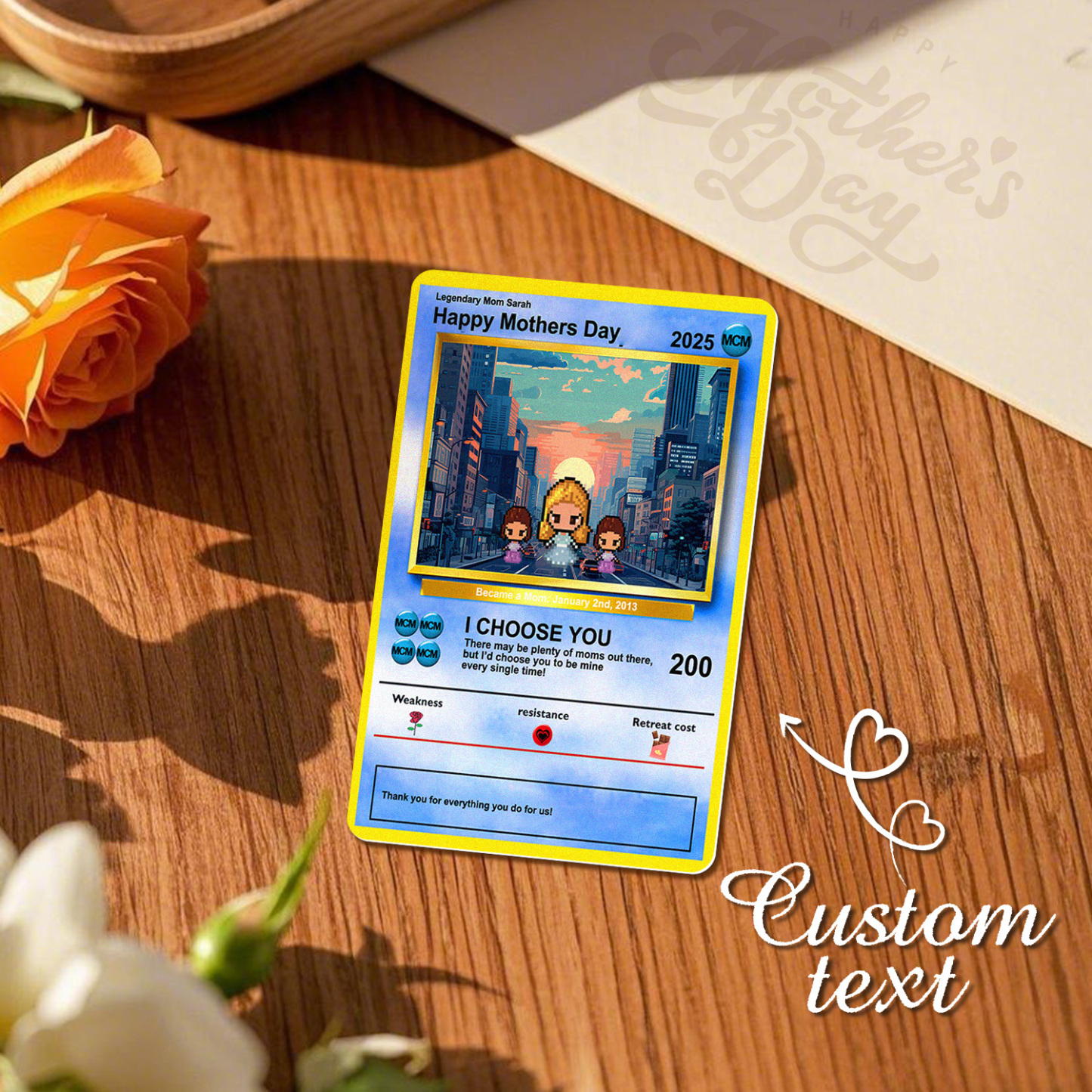 Custom Image Metal Cards Build Your Own Role Mother's Day Gift Memorable Keepsake - MyCustomBrickFigures