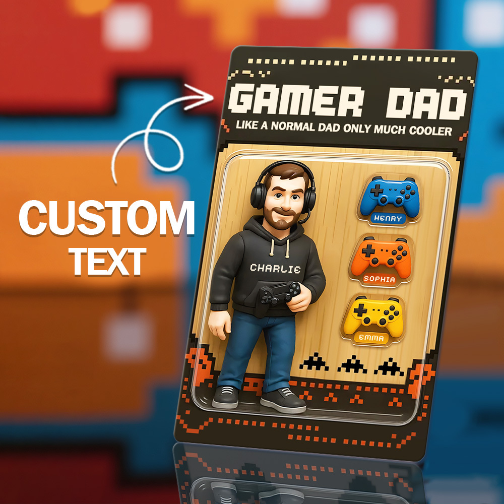 Custom Father's Day Poke Game Card Personalized Game Inspired Card Gift for Dad Father's Day Keepsake - MyCustomBrickFigures