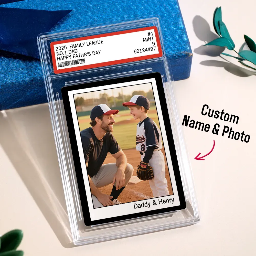 Personalized Poke Card Cartoon Photo Fathers Day Card Custom Text and Photo Poke Card Gift For Dad Poke Present - MyCustomBrickFigures