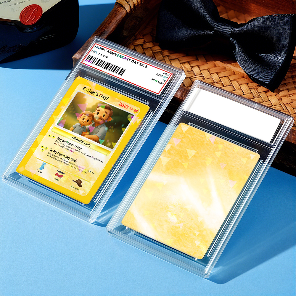 Personalized Father Tie Poke Card Retro Cartoon-Inspired Mini Gift for Dad Photo Text Poke Card - MyCustomBrickFigures