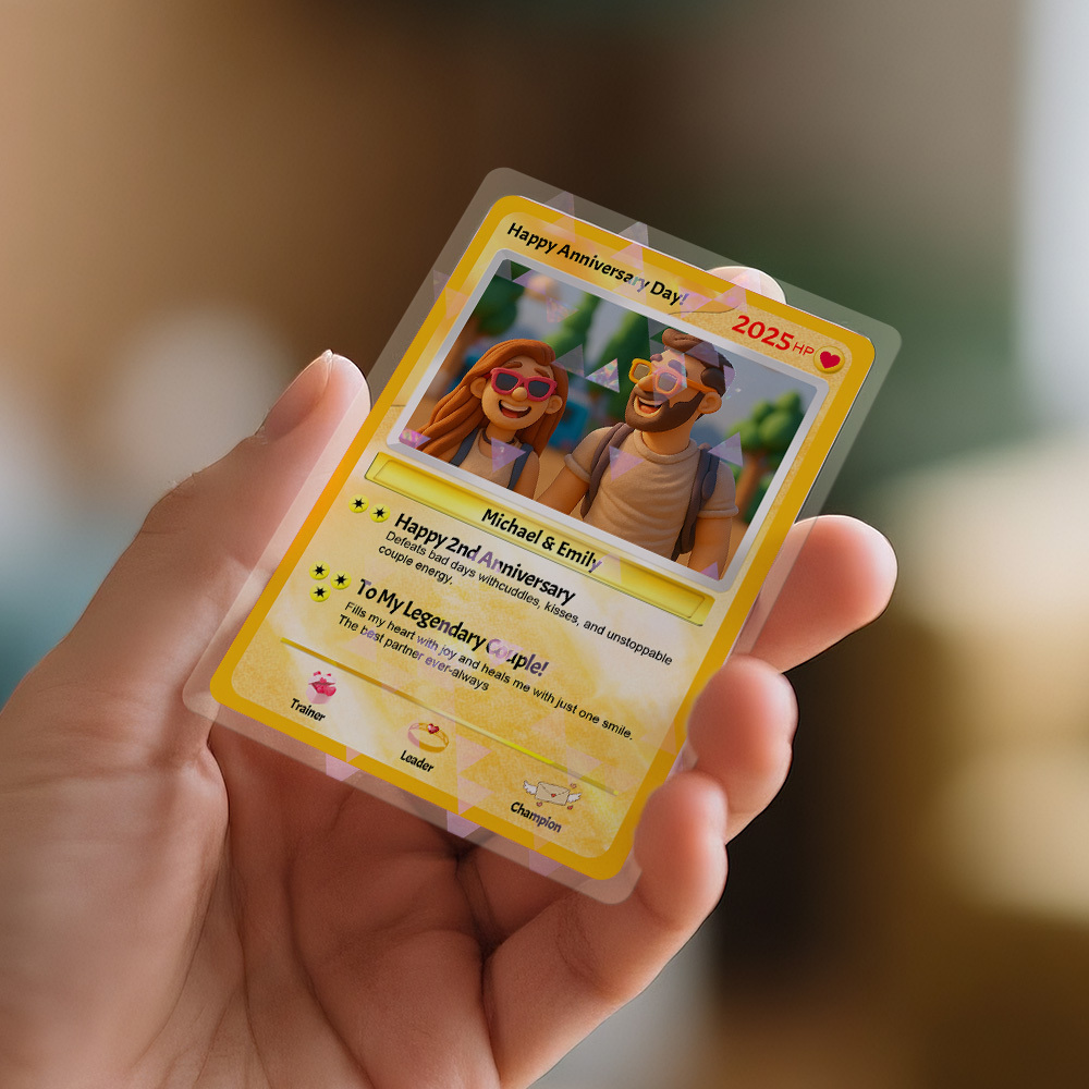 Personalized Cartoon Style Couple Card Personalized Poke Card for Anniversary Gift Birthday Keepsake for Girlfriend or Boyfriend - MyCustomBrickFigures