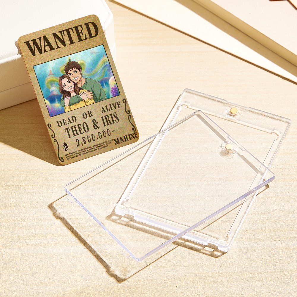 Custom Anime Bounty Couple Portrait Card Personalized Anime Style Wanted Card Portrait Unique Captains' Couple Portrait Card Gift for Lover - MyCustomBrickFigures