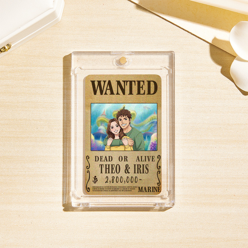 Custom Anime Bounty Couple Portrait Card Personalized Anime Style Wanted Card Portrait Unique Captains' Couple Portrait Card Gift for Lover - MyCustomBrickFigures