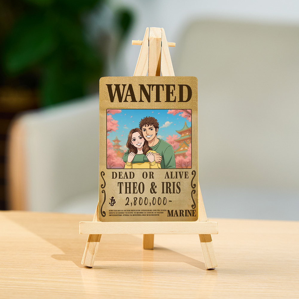 Custom Anime Bounty Couple Portrait Card Personalized Anime Style Wanted Card Portrait Unique Captains' Couple Portrait Card Gifts for Lover - MyCustomBrickFigures
