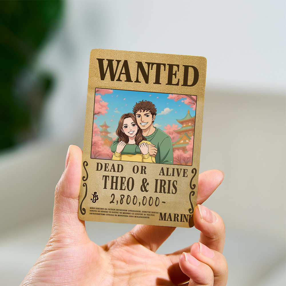 Custom Anime Bounty Couple Portrait Card Personalized Anime Style Wanted Card Portrait Unique Captains' Couple Portrait Card Gifts for Lover - MyCustomBrickFigures