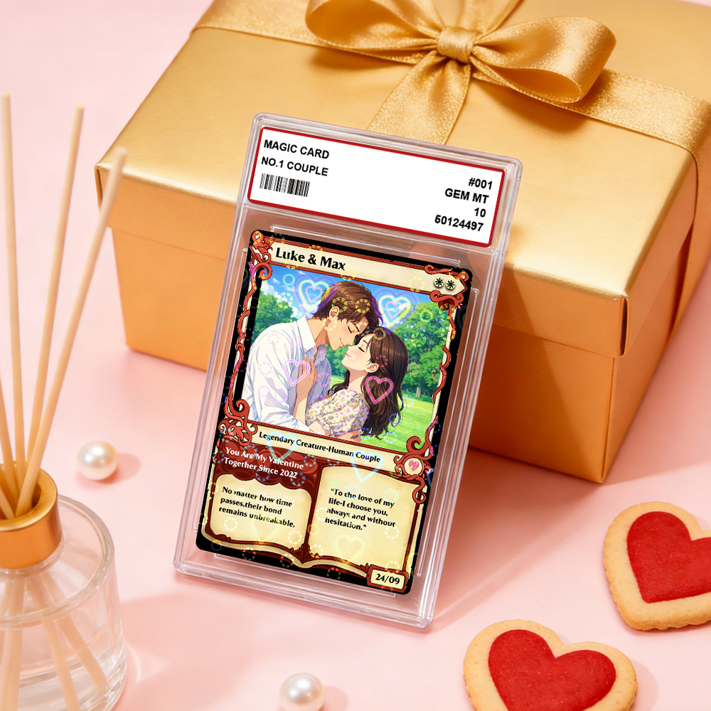 Personalized Anime Magic Card Couple Photo Anime Style Valentine's Day Gift for Couple - MyCustomBrickFigures