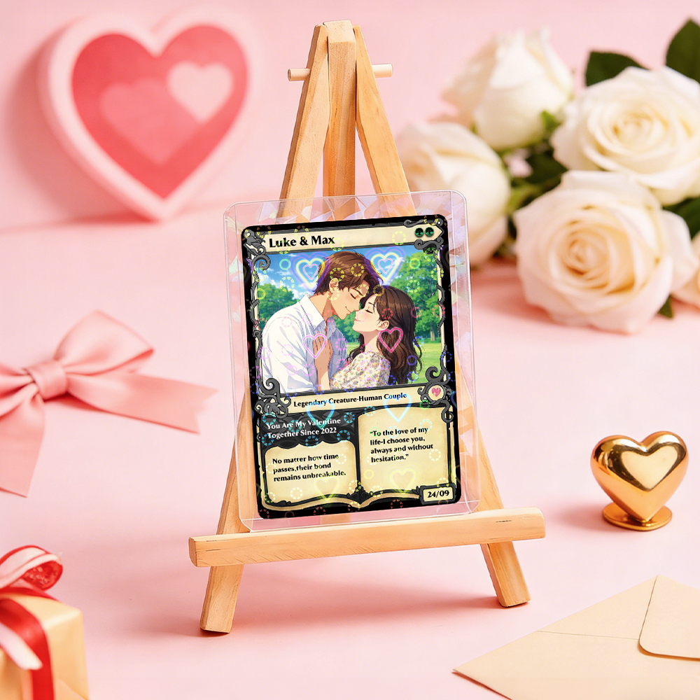 Personalized Anime Magic Card Couple Photo Anime Style Valentine's Day Gift for Couple - MyCustomBrickFigures