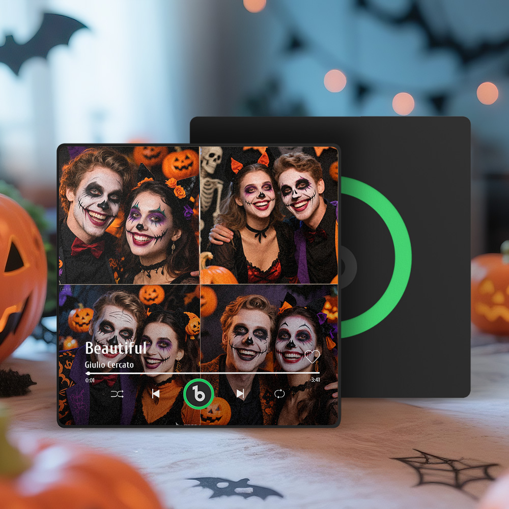 Custom Music Multiple Photo Fridge Magnet Personalized 4 Photo Music Fridge Magnet That Can Play Music Without Cellphone Supports Bluetooth Connectivity Halloween Gifts for Him