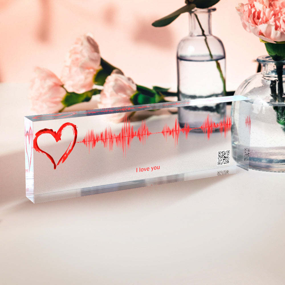 Custom Personal Recording or Song on Acrylic Block Personalized Heart Soundwave Art Print Ornament Gift