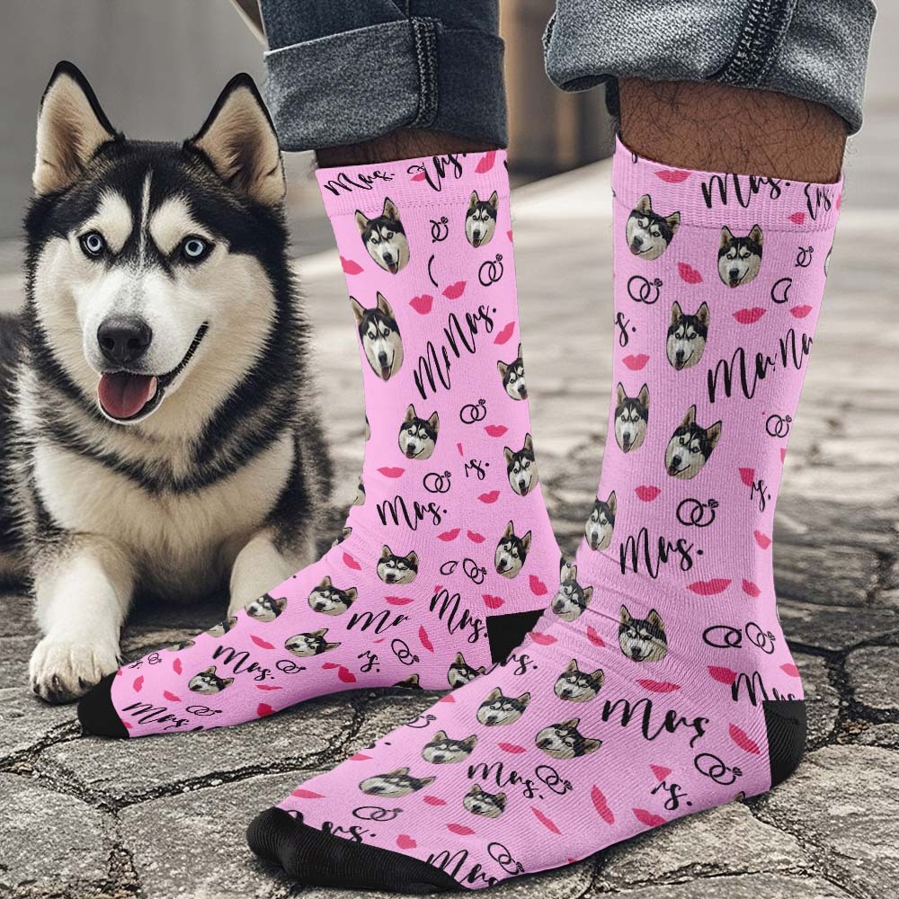 Custom Face Socks Mrs Cute Socks Personalized Photo Custom Design Best Gift Idea - Bestchristmasgifts