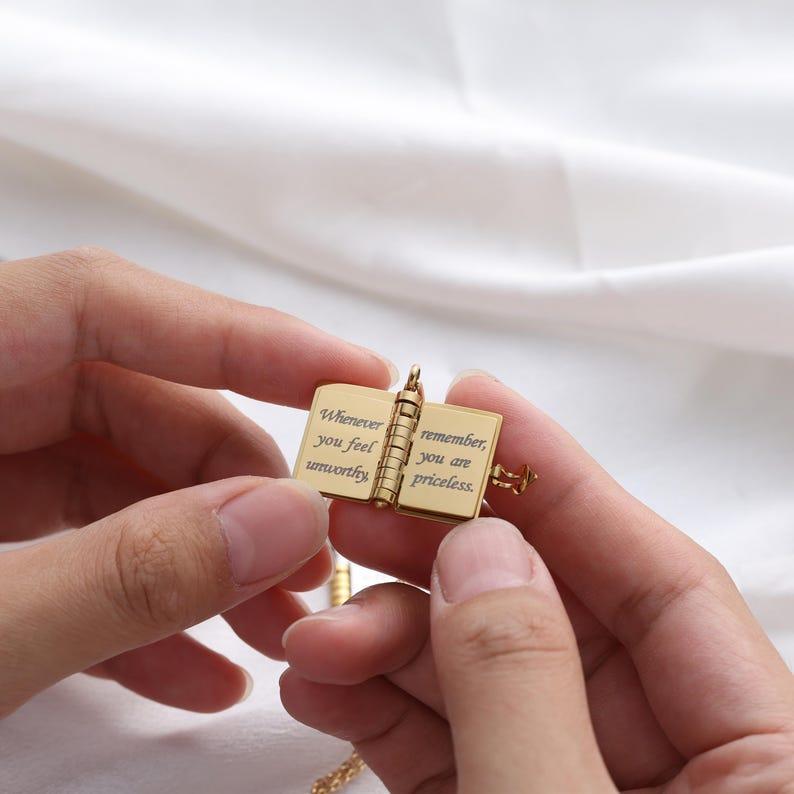 My Little Star Book Necklace – A Letter to My Daughter in a Locket, Adjustable Pendant with Message Inside, Meaningful Jewelry Gift - MyCustomBrickFigures