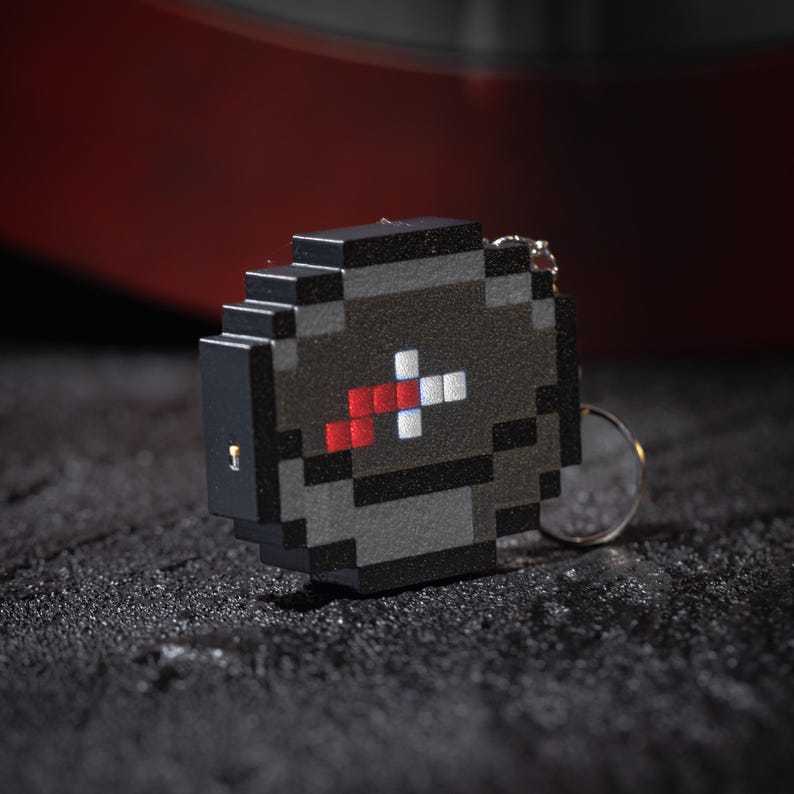Pixel Compass Toy Keychain Simple Pendant Gift for Game Lovers for Him