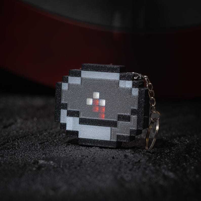 Pixel Compass Toy Keychain Simple Pendant Gift for Game Lovers for Him