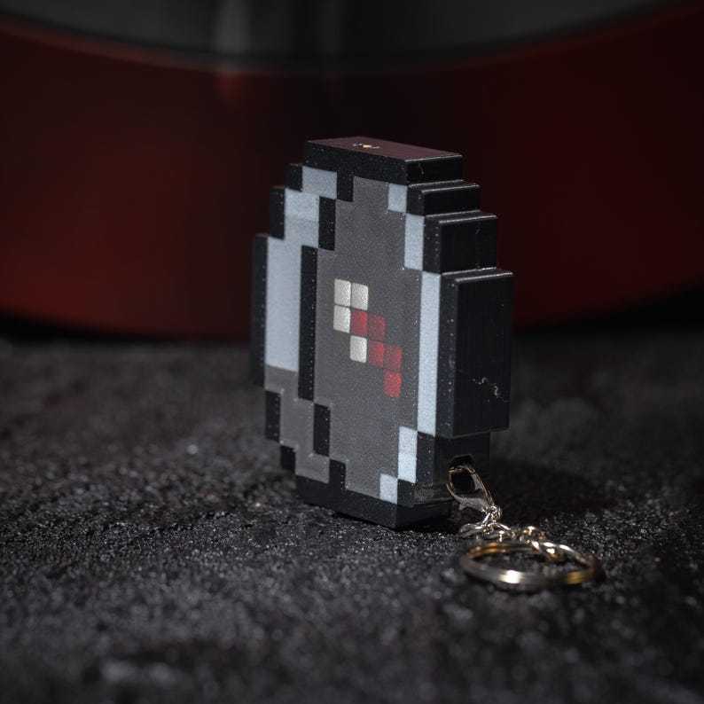 Pixel Compass Toy Keychain Simple Pendant Gift for Game Lovers for Him