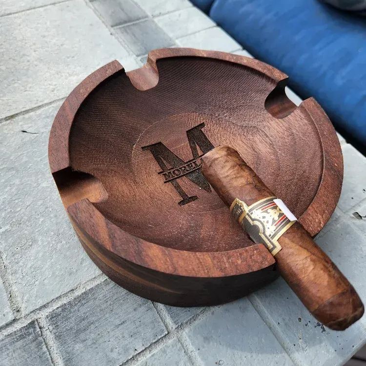 Personalized Name Walnut Cigar Ash Tray