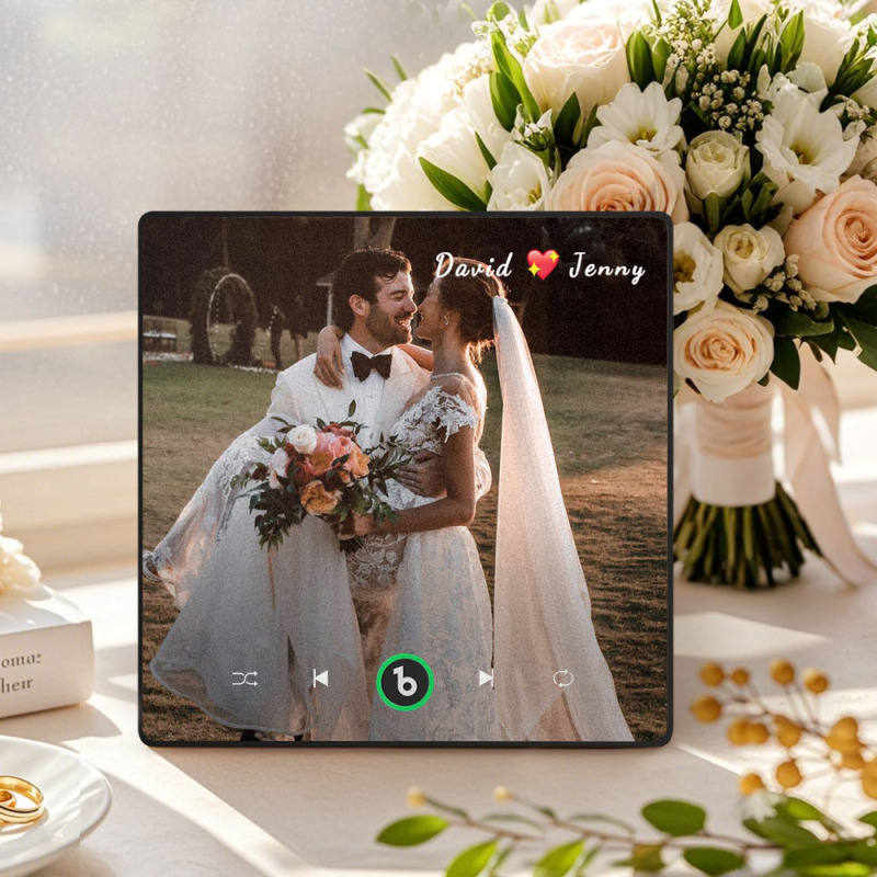 Custom Music & Photo Fridge Magnet Supports Bluetooth Connectivity Custom Music Fridge Magnet Couple Gift Singing Refrigerator Magnet Wedding Gift for Couple - MyCustomBrickFigures