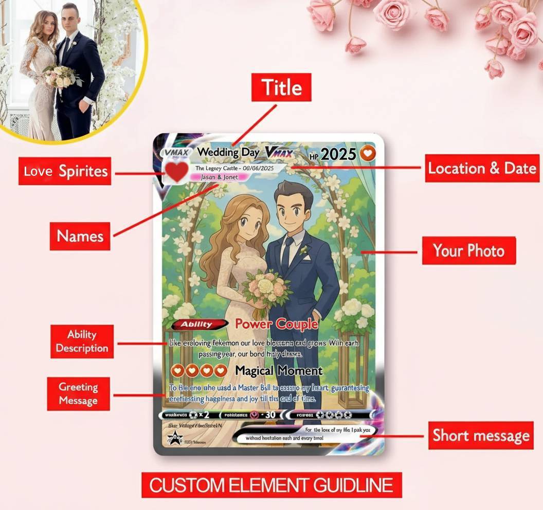 Personalized Photo Anime VMAX Card Fantasy Game Anime Card Valentine's Day Gift for Couple - MyCustomBrickFigures