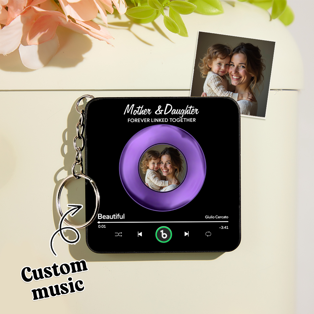 Custom Vinyl Mini Music Fridge Magnet Keychain Gifts Custom Photo Personalized Mini Music Fridge Magnet Keychain That Can Play Song Gifts for Mama - MyCustomBrickFigures