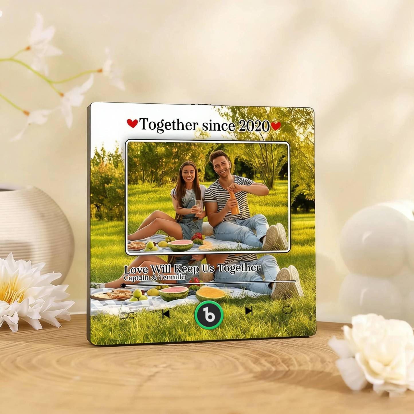 Custom Music Fridge Magnet Personalized Photo Song Magnet Valentine's Day Anniversary Gift for Couple - MyCustomBrickFigures