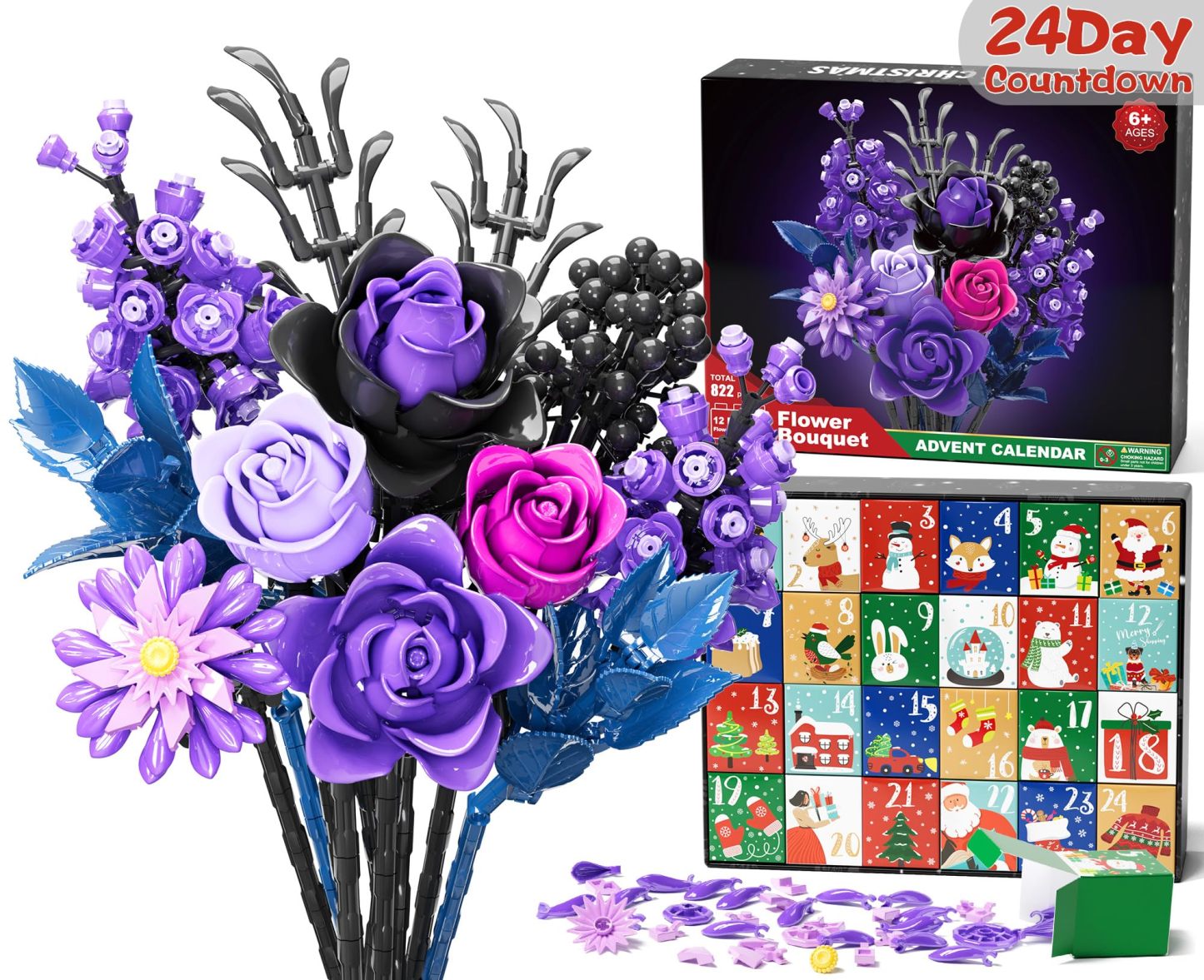 Flower Bouquet Advent Calendar Building Blocks – Christmas Countdown Blind Box