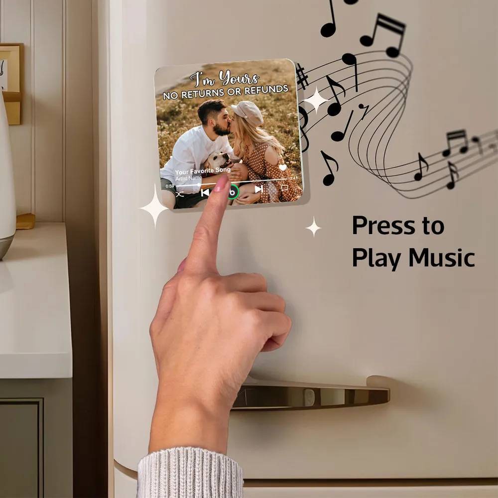 Personalized Music Fridge Magnet Couple Together Upload Photo Song Magnet Gifts for Couple - MyCustomBrickFigures