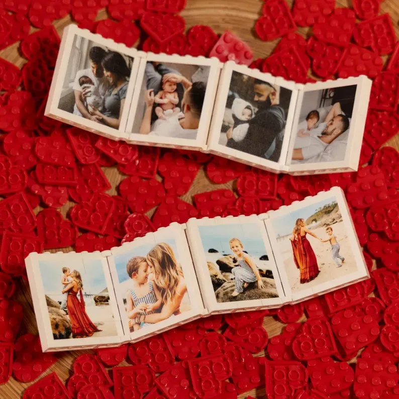 Personalised Fold-Out Daddy & Me Brick Photo Block Gift Mini Photo Album Keepsake Gift for Dad, Puzzle, Him, Dad, Fathers Day, Grandad