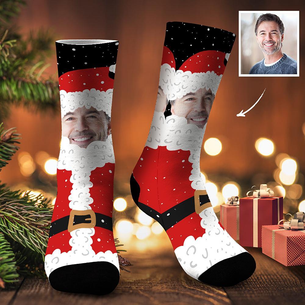 Chaussettes Personnalisées Avec Visage, Chaussettes Mignonnes Du Père Noël, Cadeaux De Noël - mademinefr