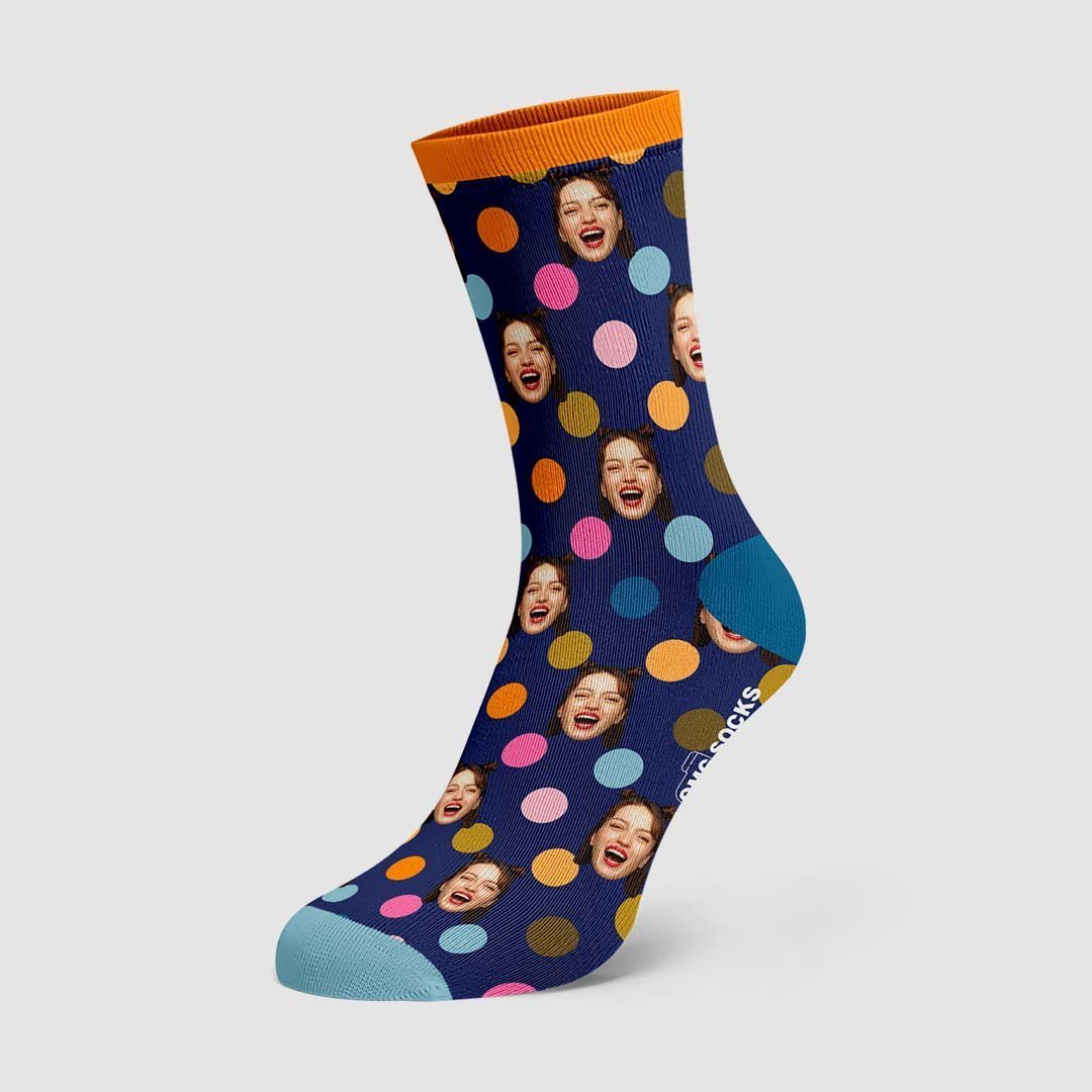 Chaussettes Personnalisées Visage Personnalisé Sur Des Chaussettes À Pois - mademinefr