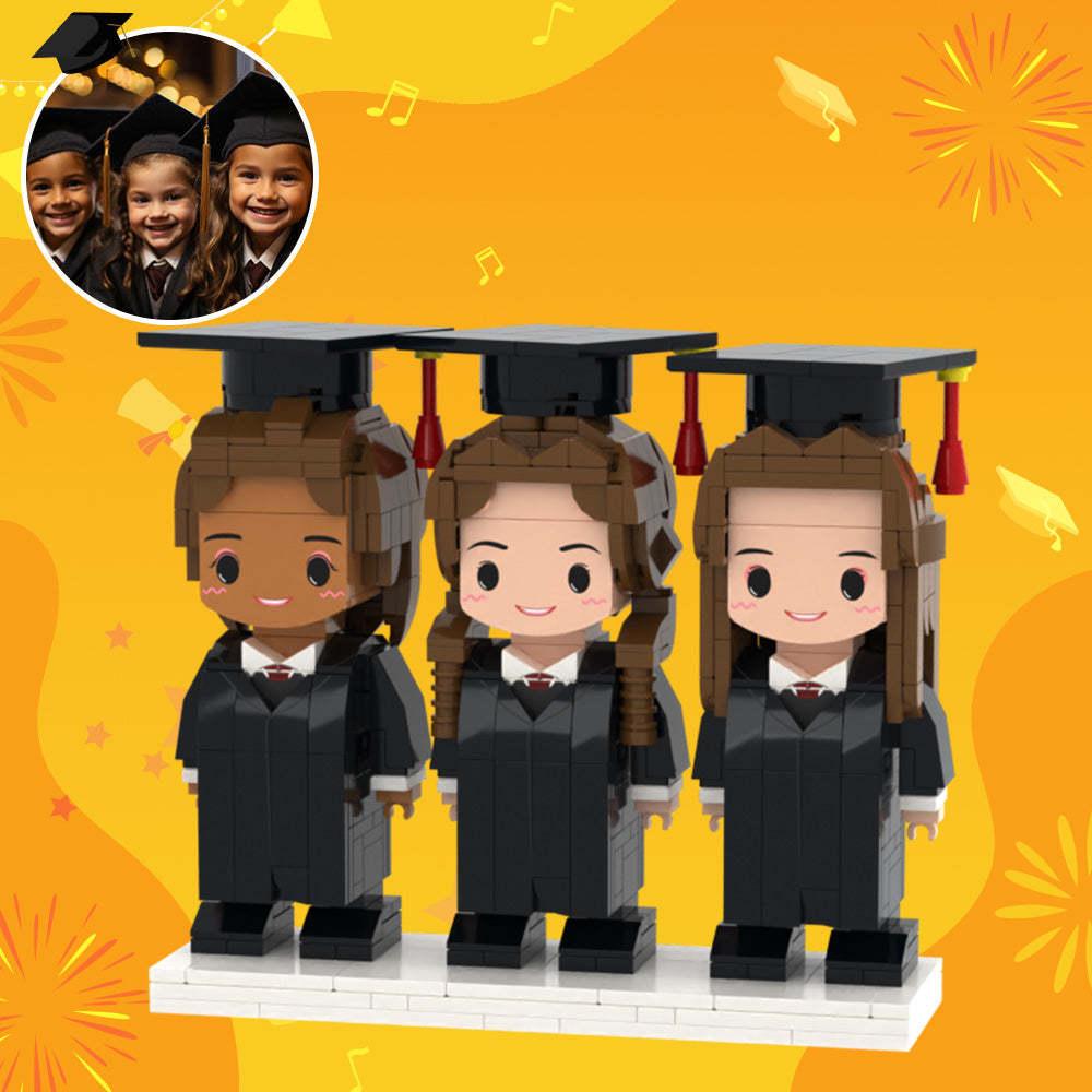 Cadeaux De Remise Des Diplômes Pour Enfants, Figurines En Brique Entièrement Personnalisées Pour 3 Personnes, Figurines En Brique Personnalisées - mademinefr