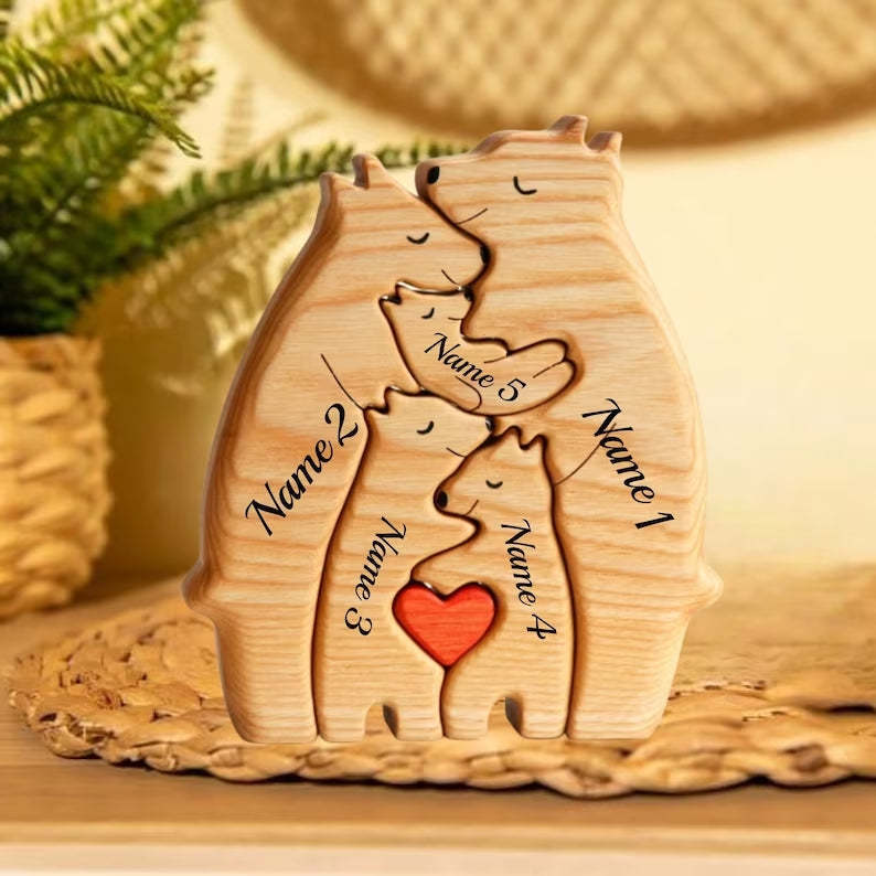 Cadeaux Pour Maman Ours En Bois Famille Noms Personnalisés Puzzle Décor À La Maison Cadeaux Cadeau De Fête Des Mères - mademinefr