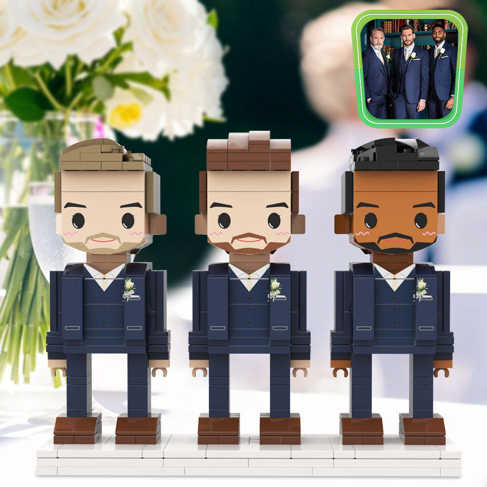 Souvenir Pour Le Meilleur Homme Entièrement Personnalisé 3 Personnes Figurines En Brique Entièrement Personnalisées Figurines En Brique Personnalisées Anniversaire De Mariage Costume Bleu Marine Cadeau Pour Le Meilleur Homme - mademinefr