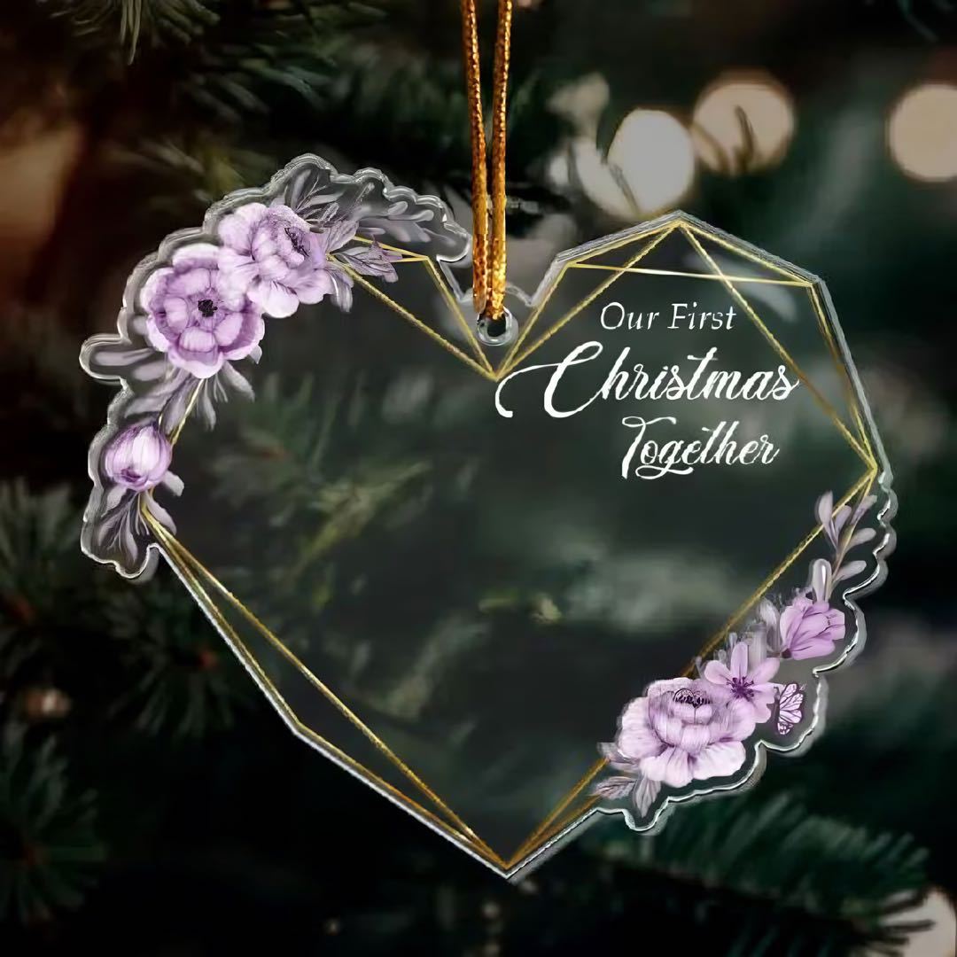 Décoration Photo Personnalisée En Acrylique, Notre Premier Noël Ensemble, Cadeau Idéal Pour Un Amoureux, Un Mari, Une Femme Ou Une Famille - MaPhotocaleconFr