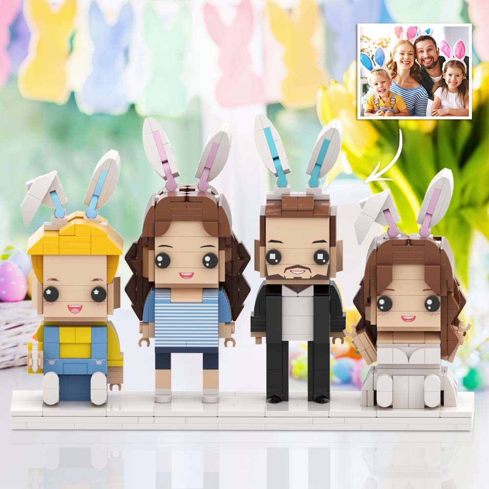 Famille De Pâques Corps Complet Personnalisable 4 Personnes Figurines En Brique Personnalisées Petit Bloc De Particules - mademinefr