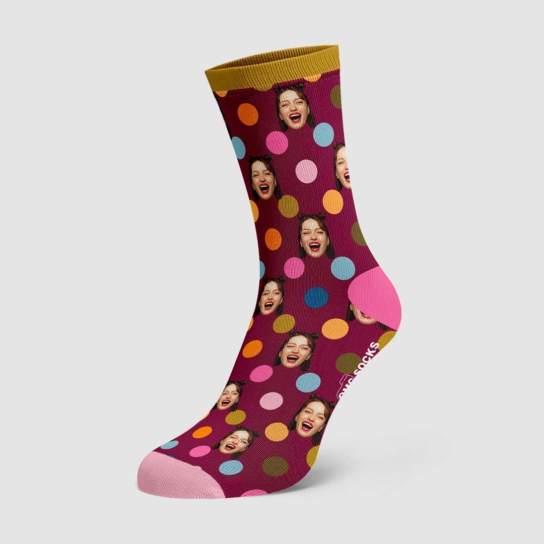 Chaussettes Personnalisées Visage Personnalisé Sur Des Chaussettes À Pois - mademinefr