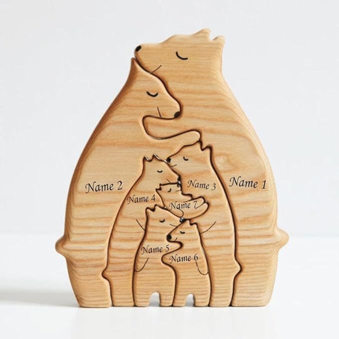 Cadeaux Pour Maman Ours En Bois Famille Noms Personnalisés Puzzle Décor À La Maison Cadeaux Cadeau De Fête Des Mères - mademinefr