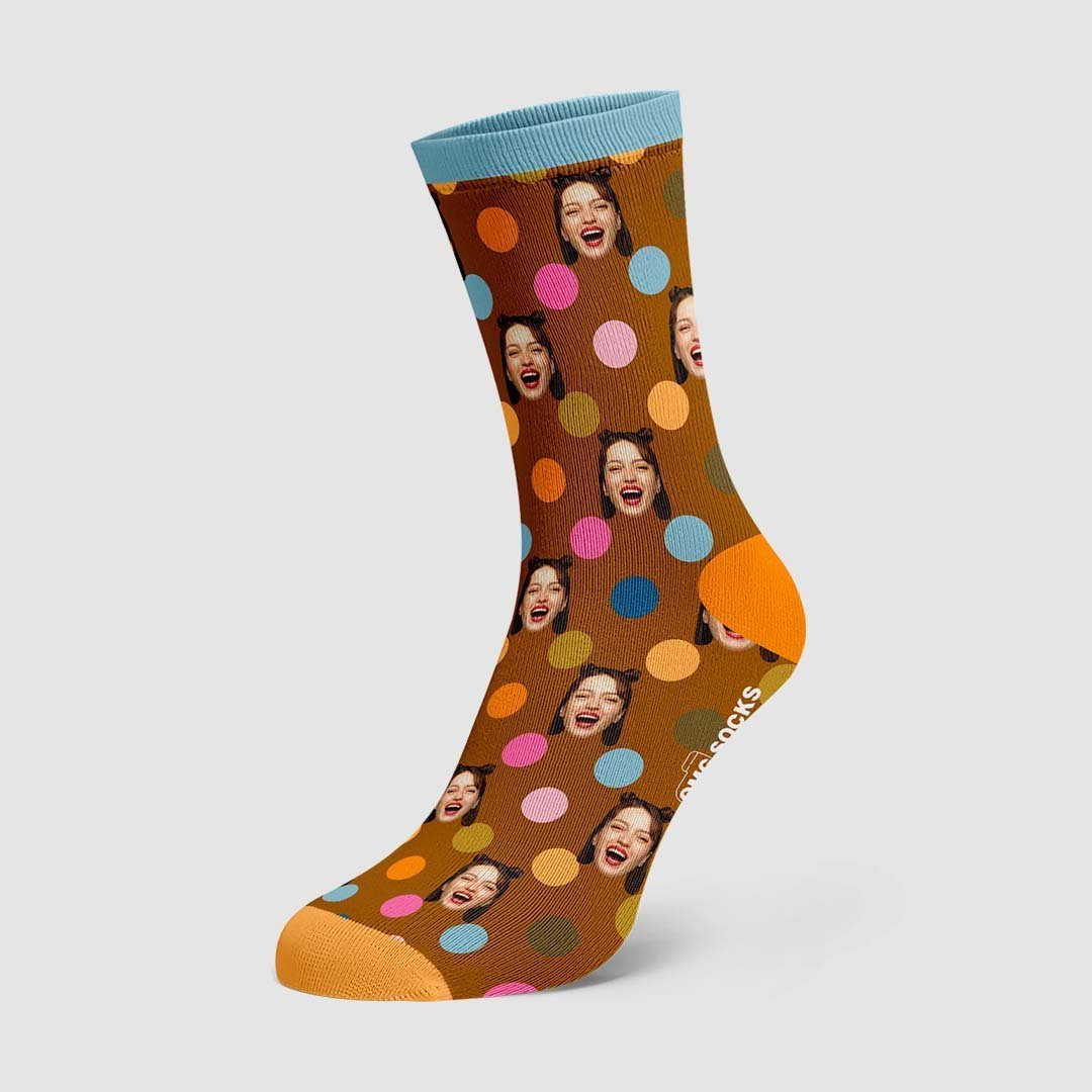 Chaussettes Personnalisées Visage Personnalisé Sur Des Chaussettes À Pois - mademinefr