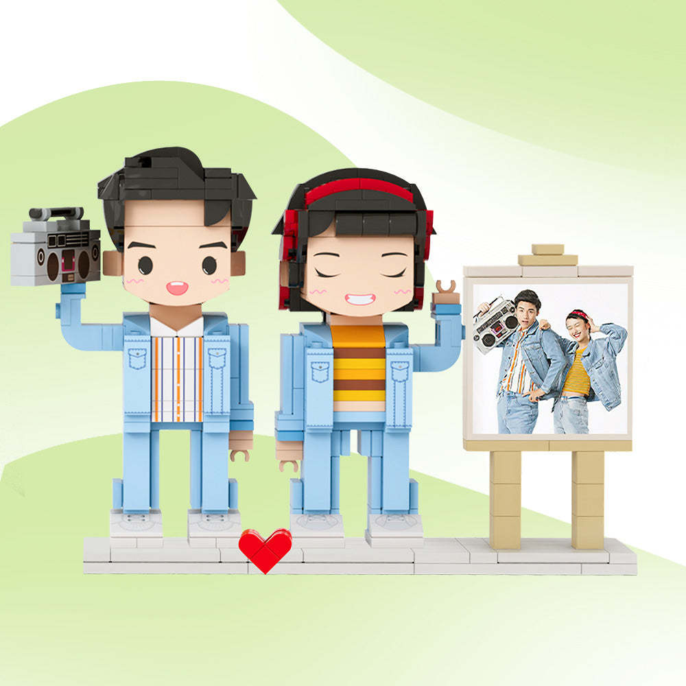 Cadre Photo Personnalisable Pour 2 Personnes, Cadeaux D'anniversaire, Corps Complet, Figurines En Brique Mignonnes, Petit Bloc De Particules - mademinefr