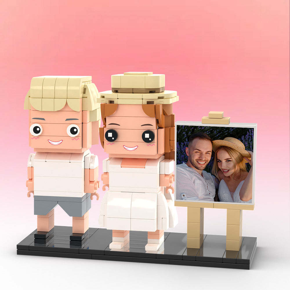Cadre Photo Personnalisable Pour 2 Personnes, Corps Complet, Figurines En Brique Personnalisées, Petits Blocs De Particules, Cadeaux Pour Conjoint - mademinefr